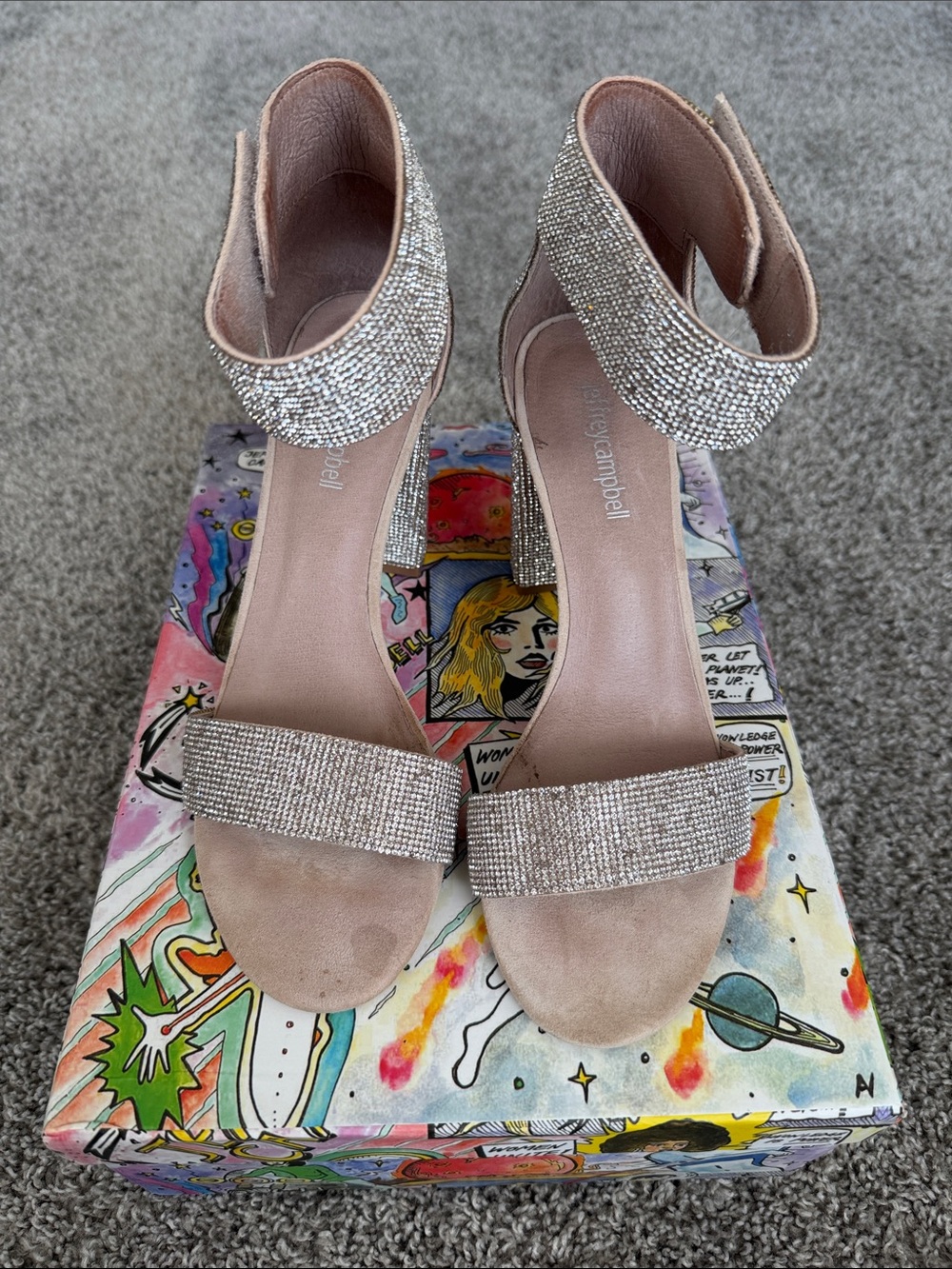 JEFFREY CAMPBELL LINDSAY RHINESTONE HEEL PUMPS SZ 8 EXTRA STONES INCL